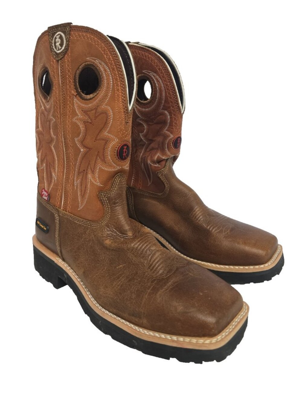 Tony Lama Men's RR3300 Composite Toe Cowboy Western Work Boot Brown Size 9.5EE